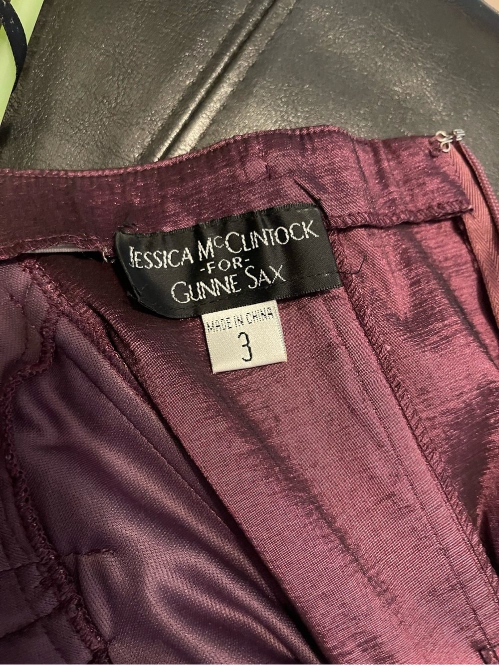 Vintage Jessica McClintock Gunne Sax Plum Strapless Rosette Dress Sz 3 - Picture 4 of 4
